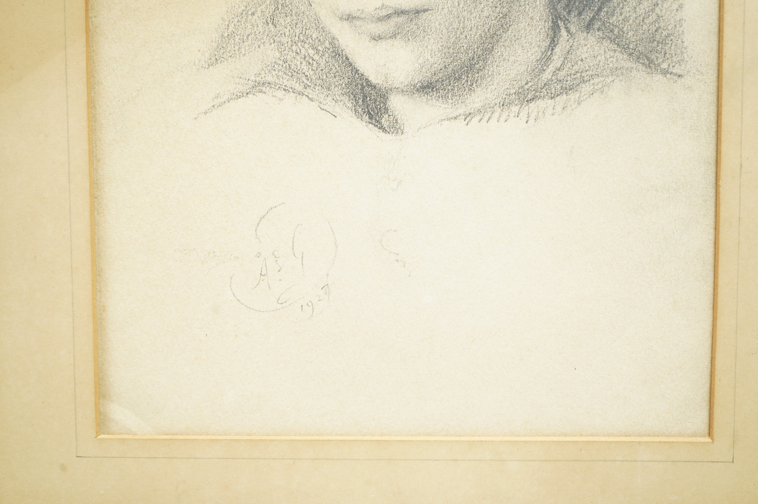 Early 20th century, English school, head study of a young girl, pencil, indistinctly signed, dated 1929, 27 x 18cm